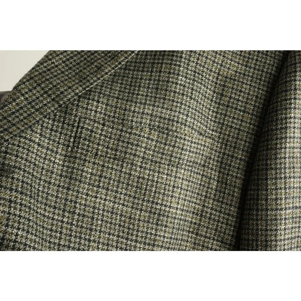 Corneliani Leader Men's 44R Gray Black‎ Tan Check Knit Wool 3 Button Sport Coat